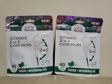 Lot Of 2 Bags - GuruNanda 2 in 1 Dental Floss Picks, ( total  80 Count )