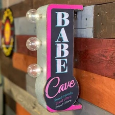 Babe Cave Double Sided Marquee LED Sign, For Home Bar She Shed Arcade Gift