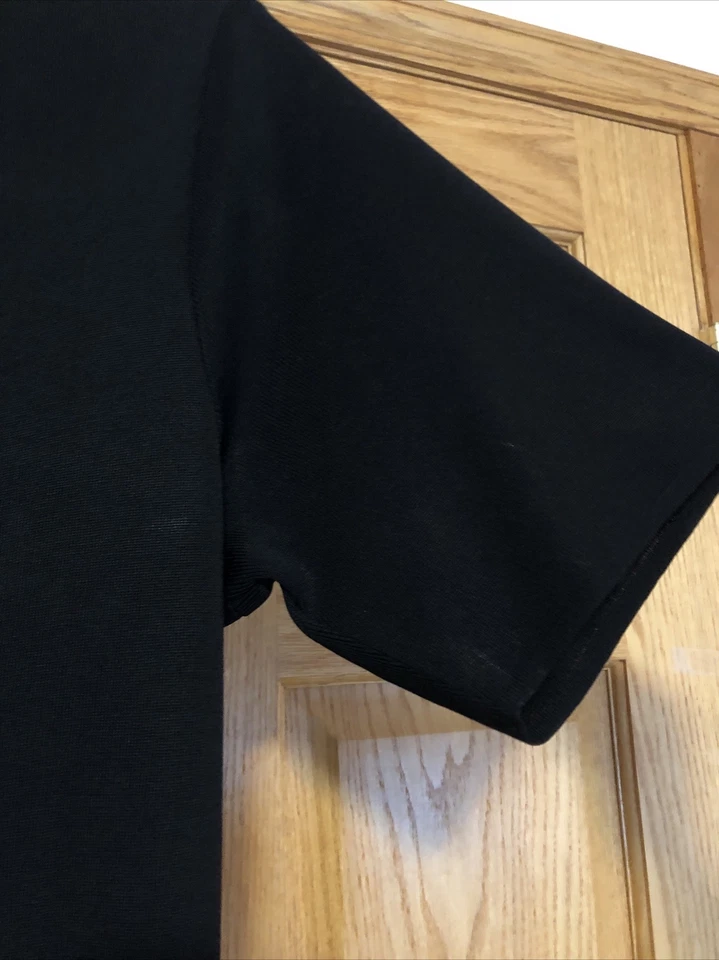 Exclusively Misook Long Black Lightweight Knit Dress M with Frogs Lovely EUC - Image 3 of 4