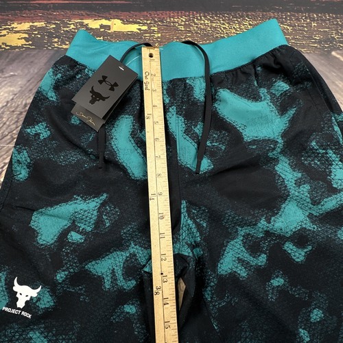 Under Armour Project Rock Shorts MENS MEDIUM Camo Black Woven Gym Lifting NWT - Picture 10 of 13