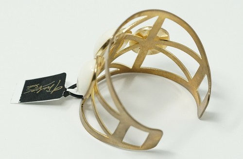 Thalia Sodi Gold Tone Antique Finish White Cutout Cuff - Picture 3 of 3