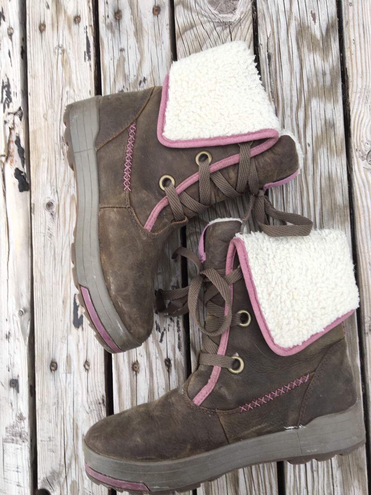 Stivali bassi Keen Dry 53015 BRGN Snowmass pelle marrone pelliccia sintetica taglia 8 donna