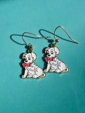 gold tone enamel dog earrings
