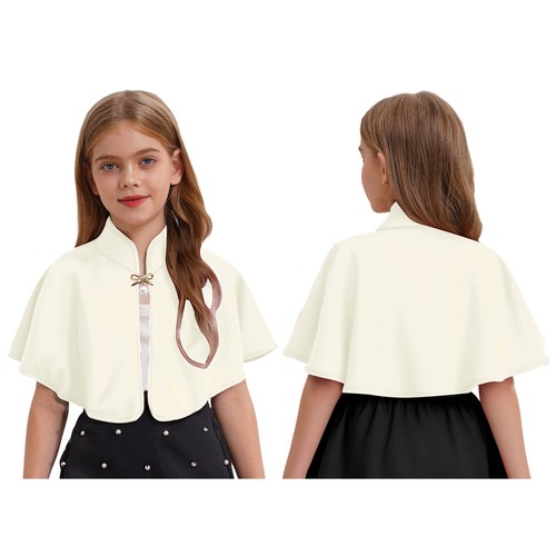 Kids Girls Cardigan Big Pearl Pendant Capes Flower Girl Shawl Wrap Birthday - Picture 32 of 62