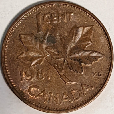 Rare***Canada 1981 1 Cent-Canadian Penny-40+ Years Old***Doubling