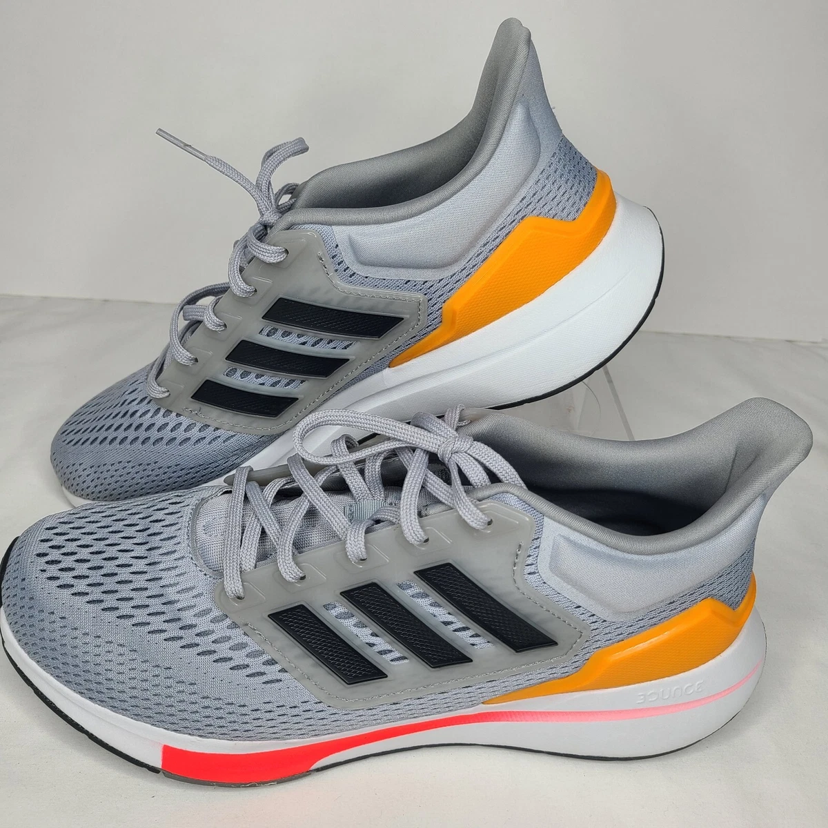 gray and orange adidas shoes