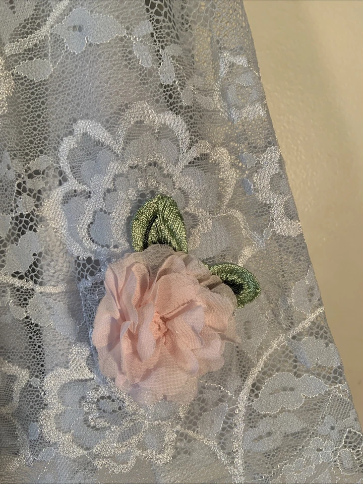 Vestido de Fiesta Floral de Encaje Azul y Gasa Rosa Colección Biscotti para Niña 18M Foto 2 de 4