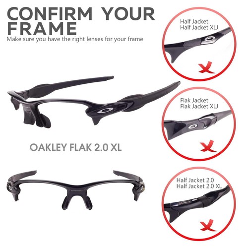 Walleva Black Polarized Lenses with Rubber Kit For Oakley Flak 2.0 XL OO9188 - Picture 4 of 7