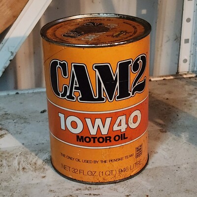 Vintage Sunoco CAM2 Motor Oil Full Sealed Cardboard Paper Can Quart 10w-40