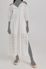 $650 Ulla Johnson Women's White Narcisa Cold Shoulder Eyelet Maxi Dress Size 0