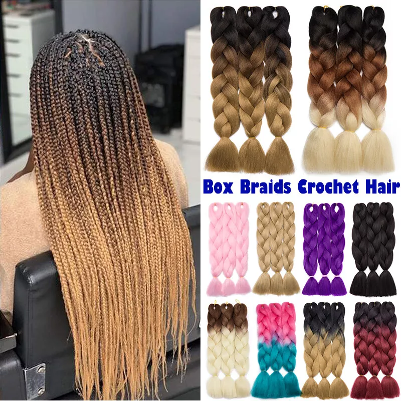 Long Ombre Full Head Afro Box Braids Jumbo Braids Pre-looped Hair