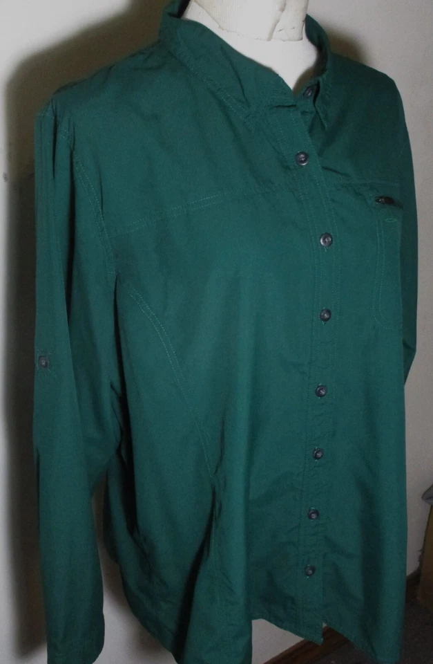L.L. Camisa manga larga de nailon verde BEAN para mujer talla 2X regular Foto 3 de 4