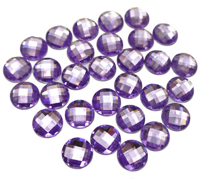 250 Purple Crystal Acrylic Flatback Faceted Round Rhinestone GLUE On Gems 8mm