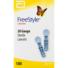 Nagelneue FreeStyle Lanzetten, 28 Gauge steril 100 Ct gut bis 2029/02-28