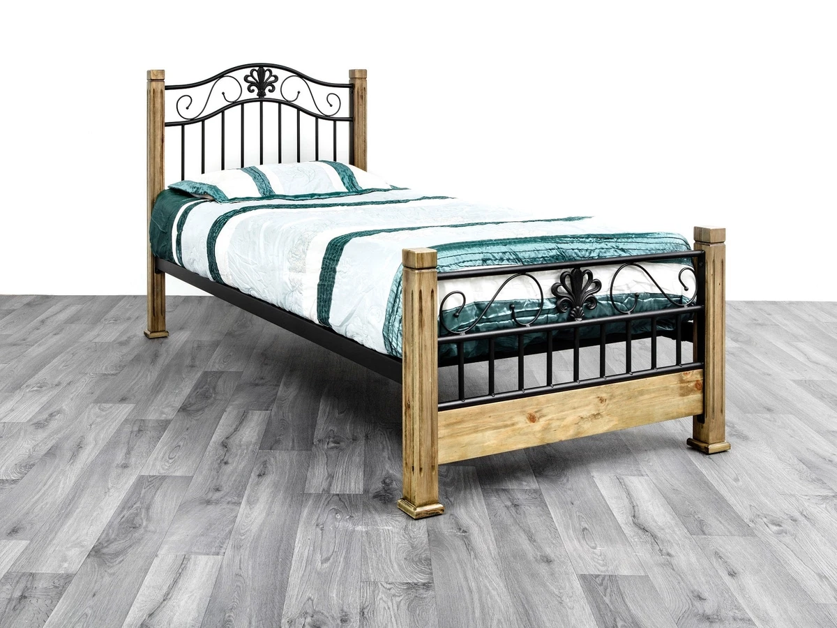 7star Maple Metal Frame Bed with Solid Wooden Legs and Mesh Base heavy quality