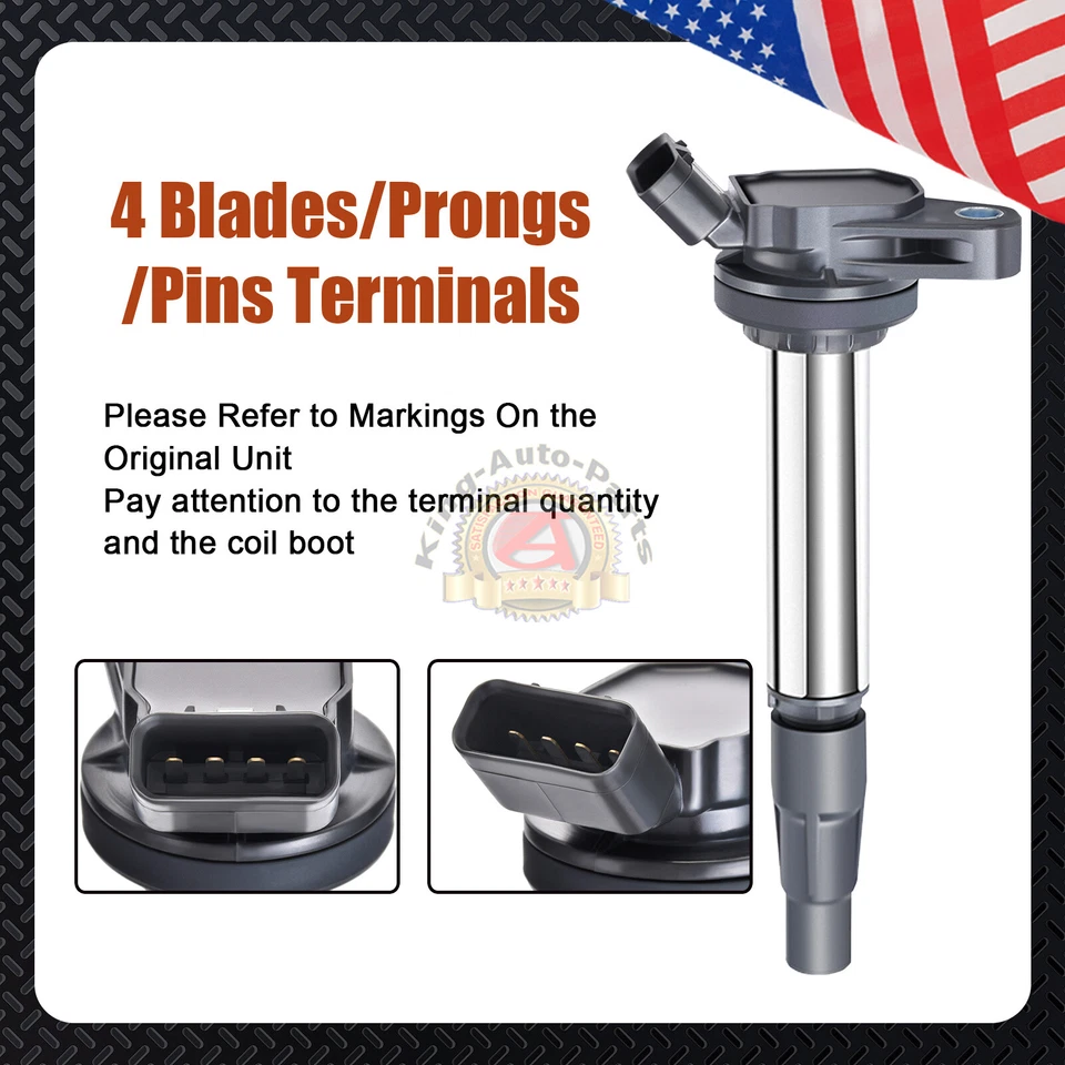 4 Ignition Coils For 2008-2013 Toyota Corolla Prius UF596 Lexus Scion xD L4 1.8L - Image 2 of 4