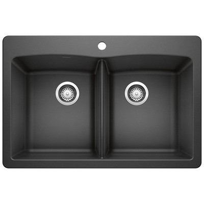 Blanco 440220 Diamond Equal Double Bowl Silgranit II: Anthracite Drop In Sink