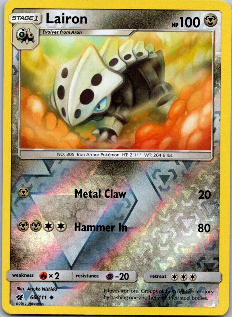 Pokemon Lairon Uncommon SM - Crimson Invasion 66/111 NM Reverse Holo