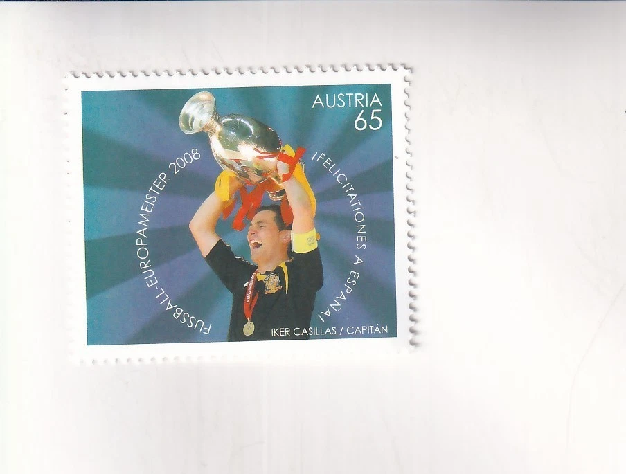 BRIEFMARKE Österreich Iker CASILLAS Spanien Fußball Europameister postfrisch - Bild 1 von 1