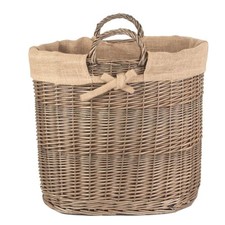 Wicker Hessian Lined Oval Log Basket