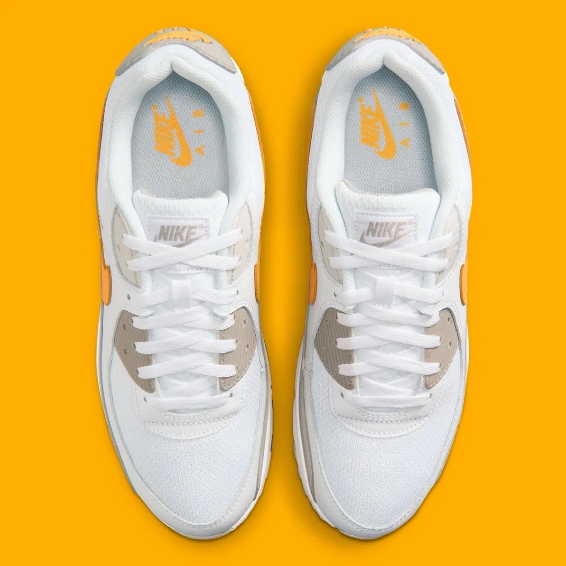 Nike Air Max 90 White Laser Orange Gym Sneakers DM0029-119 Men's Size 8.5-13 — product photo 5 of 9
