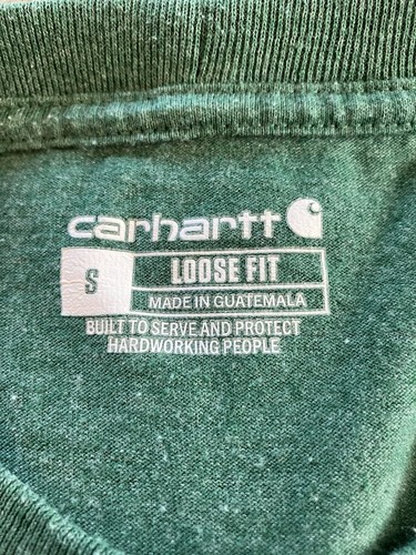Carhartt Pocket T-Shirt Loose Fit Green Heathered Tee Mens Size S - Picture 3 of 5
