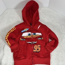 Disney Cars Lightning McQueen Boys Zip Up Hoodie with Pockets Size 2T