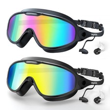 180  Wide View AntiFog Swim Goggles 2 Pack UV Protection, Waterproof