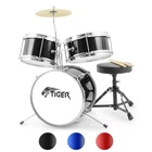 Tiger Junior Kids Drum Kit, 3 Piece Beginners Drum Set with Stool