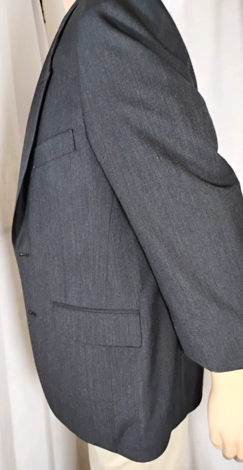 Evan Picone Macy's Mens 44R 100% WOOL Charcoal Gray Blazer Union Made in USA - Image 4 of 4