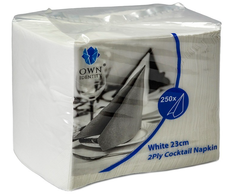 White Cocktail Napkins 2000 x 2Ply Bar Party Napkin 23cm Serviettes Pub Club