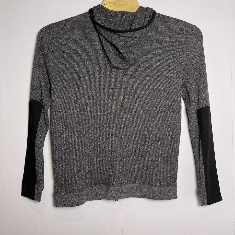 John Varvatos Hombre Grande Gris Tejido Gofre Cremallera Sudadera con Capucha Parche en el Codo Foto 3 de 4