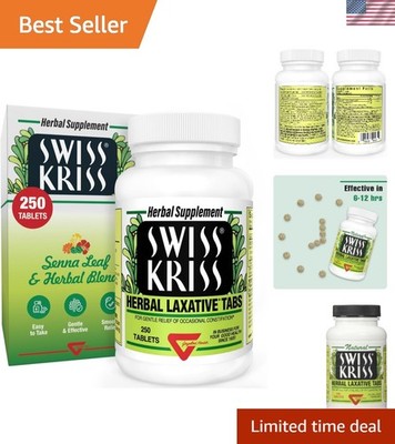 Natural Constipation Relief with Senna - 250 Fast-Acting Herbal Laxative Tablets