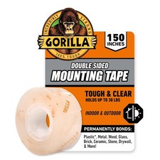 Gorilla Tough  Clear Double Sided Mounting Tape, Clear Tape, 1" x 150" Pack of