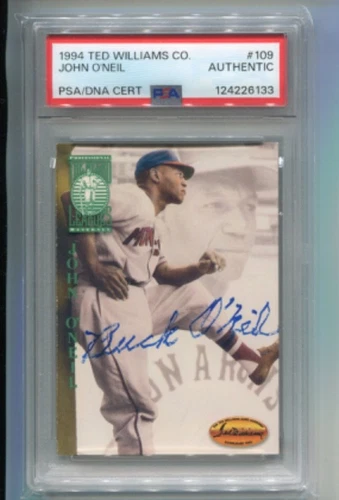1994 Ted Williams - JOHN BUCK O'NEIL - Blue Ink Autograph - KC MONARCHS PSA/DNA