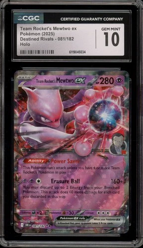 Pokemon Team Rocket's Mewtwo ex Destined Rivals Double Rare #081 CGC 10 Gem Mint