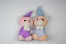 Dan Dee Imports 1987 Plush Bears x2 Pajamas Bedtime Twins Prayer 5.5" Rare
