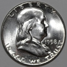 1958-P Franklin Half Dollar - BU - #8932D - STOCK PHOTO