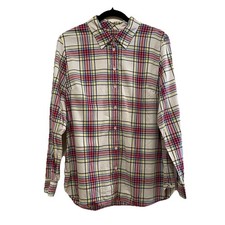 TALBOTS Multicolor Plaid Button Front Long Sleeve Shirt Sz L