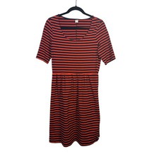 OLD NAVY Striped Knit Dress Red Navy Blue Short Sleeve Scoop Neck Mini Medium