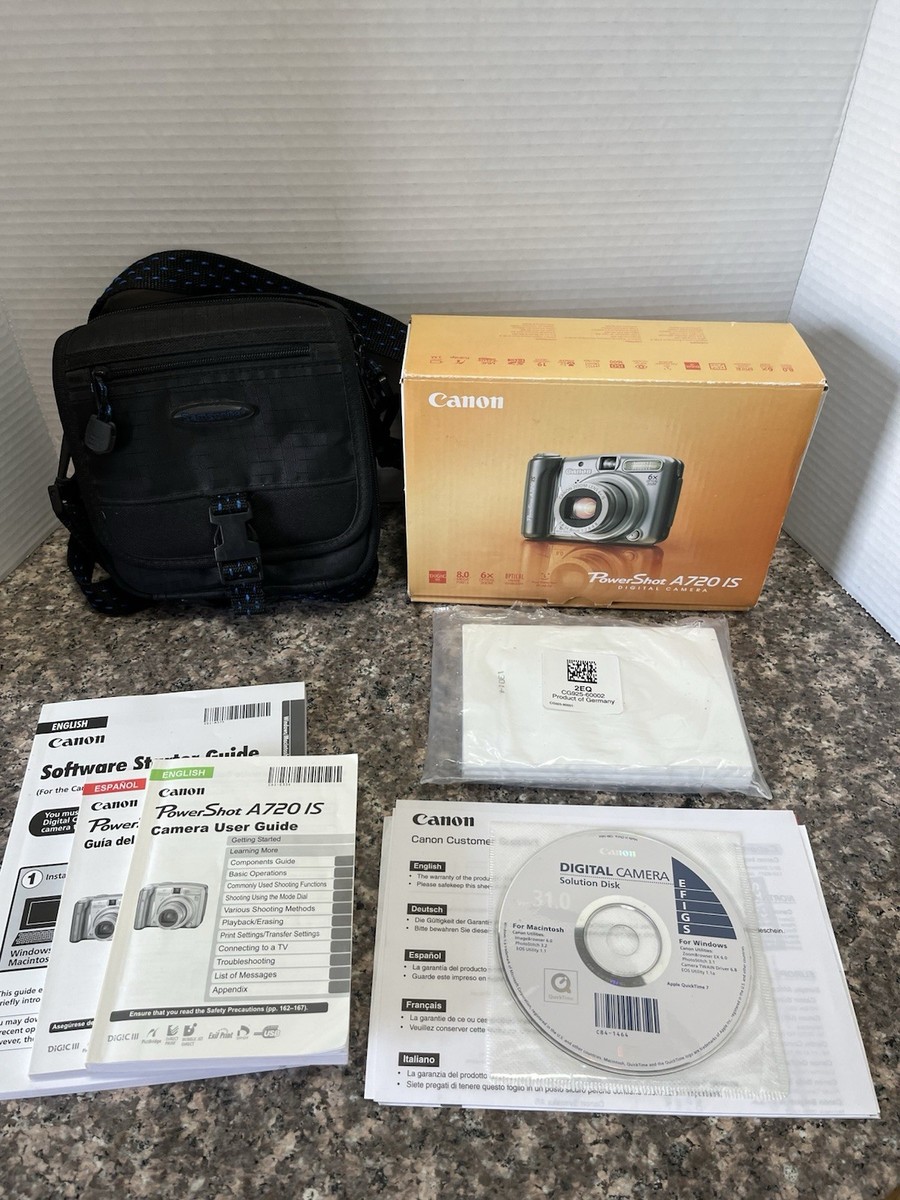 Canon PowerShot A720 IS 8.0MP 6X zoom box w/ Instruction Books and
