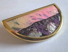 Vintage Brosche Künstlerbrosche Uhlig Stil Handmade Seidenmalerei Anstecknadel