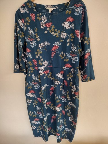 ladies blue pattern Sea Salt Cornwall dress , organic cotton size 14 CG N10