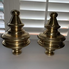 Pair Bed Or Curtain Knob Screw In Brass Antique Style