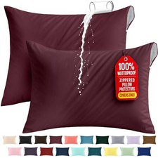 Waterproof Queen Pillow Protectors Set of 2 Bed Bug Dust Mite Proof Covers