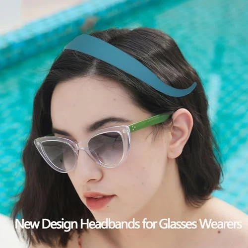 Pacote com 3 tiaras projetadas para óculos, flexível sem borgonha, azul ciano, roxo rosa - Imagem 2 de 4