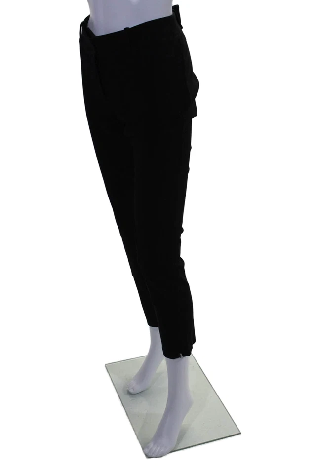 Elie Tahari Womens Zipped Ankle Straight Leg Stitch Detailed Pants Black Size 8 - Image 2 of 4