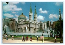 Vintage Square Cathedral Twin Spires Sao Paulo Brazil Postcard