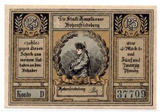 1922 Germany Hohenfriedberg Notgeld 1.25 Mark Note (3869)