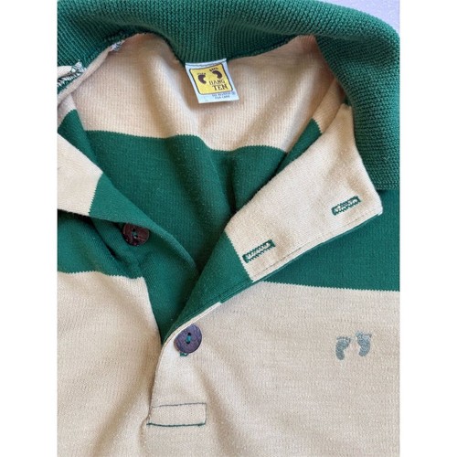 Hang Ten feet Herren Vintage gestreiftes Rugby Poloshirt gelb Größe Medium - Bild 2 von 6